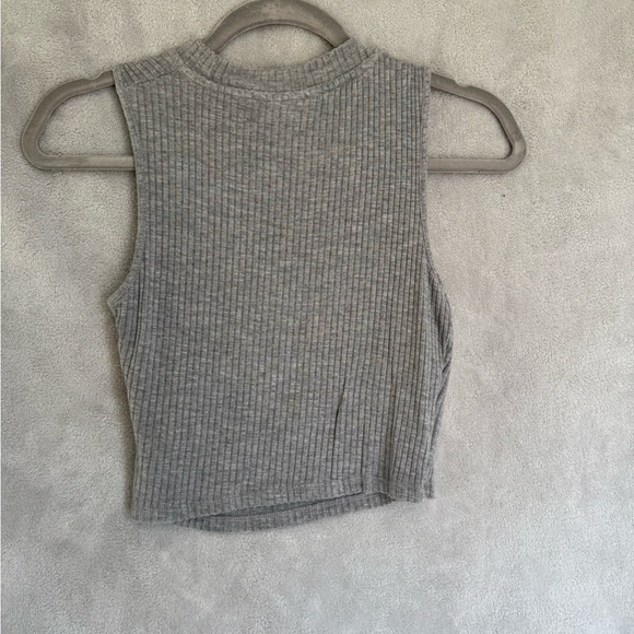 Topshop Gray Ribbed Cutout Crop Top - Picture 3 of 4